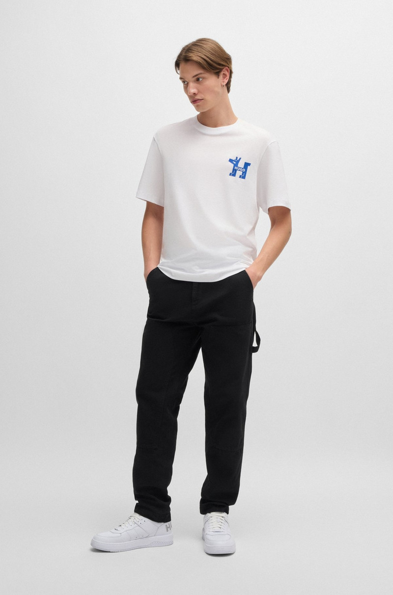 HUGO TAPERED-FIT TROUSERS IN COTTON CANVAS outlook