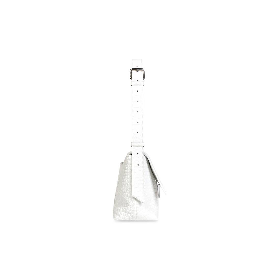 Women's Downtown Small Shoulder Bag Crocodile Embossed in White - 3