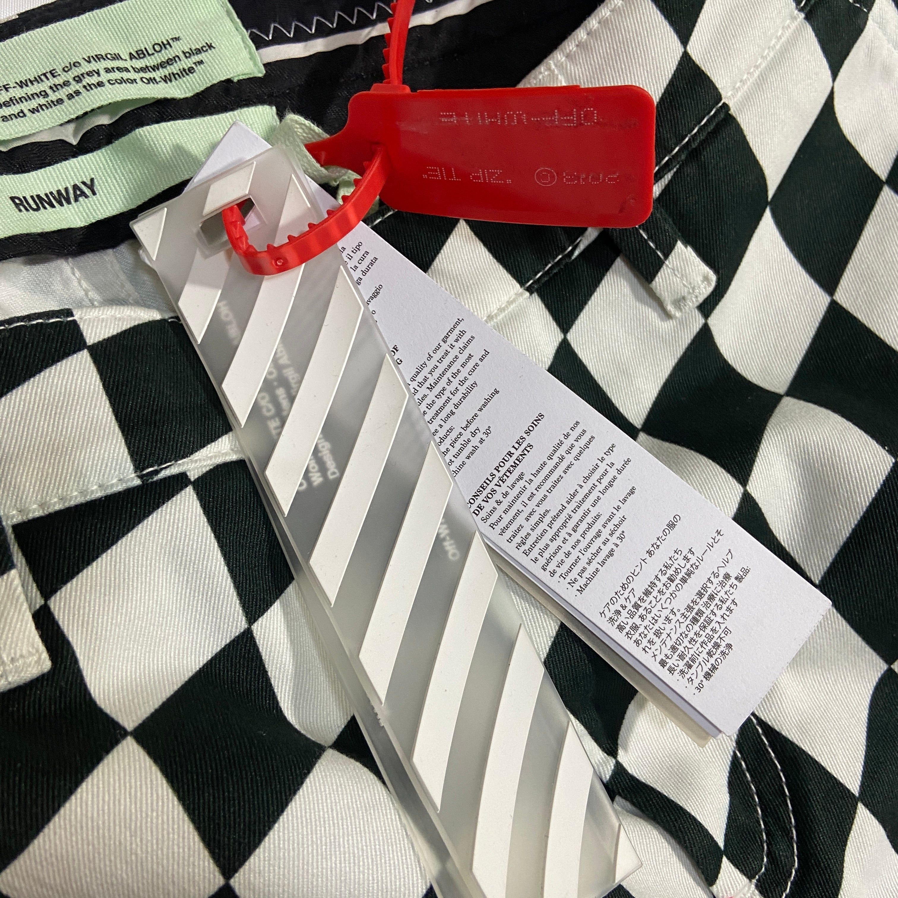 Off-White fall 2017 Runway checker leaf chino pants 31 - 12