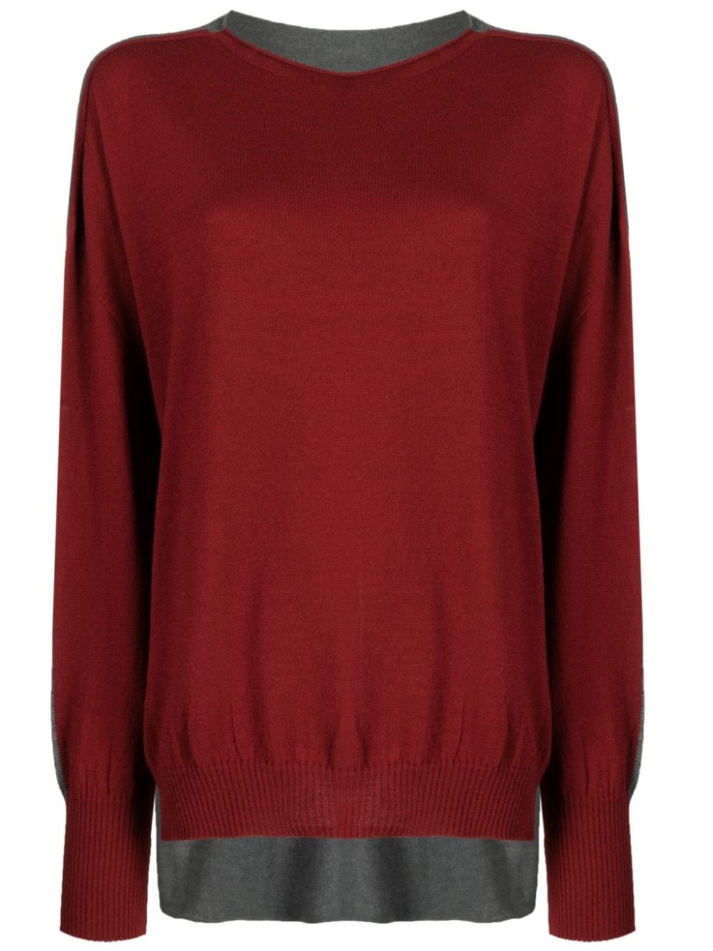 two-tone fine-knit jumper - 1