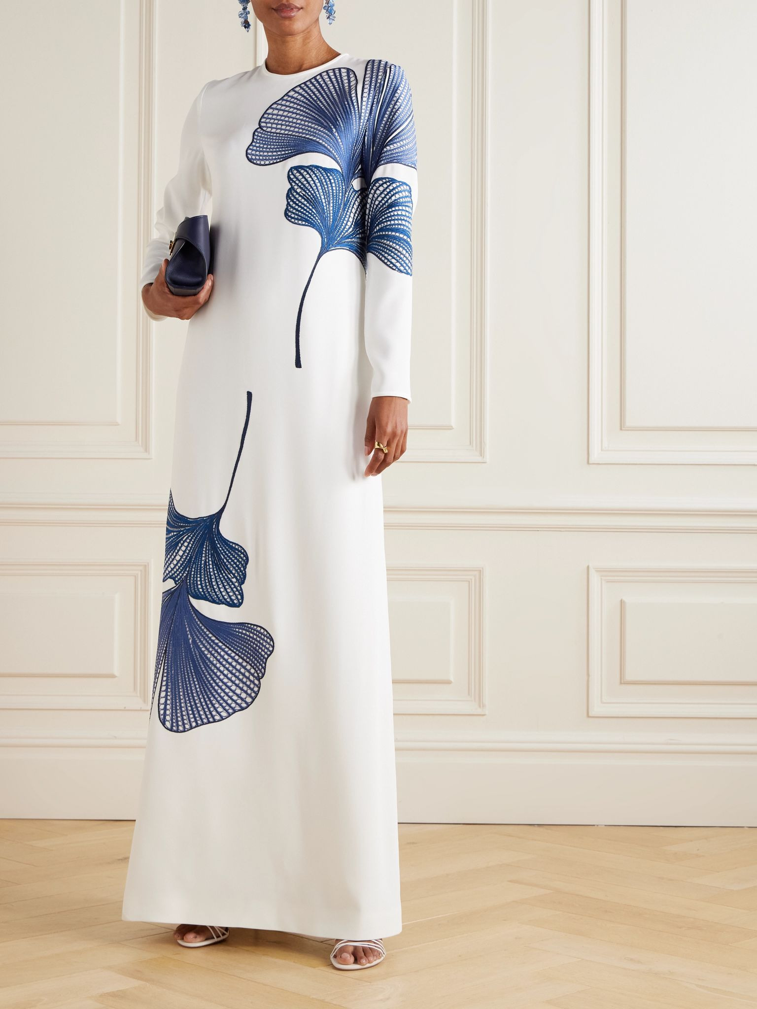 Austie embroidered crepe gown White - 2