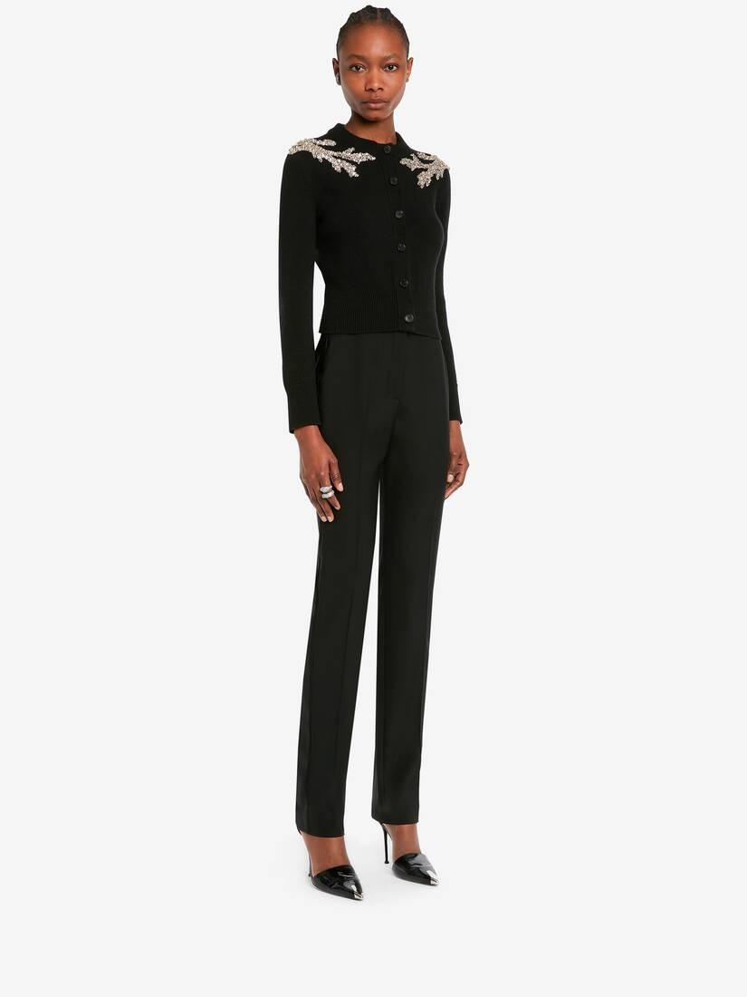 Women's Mycelium Embroidery Cardigan in Black/crystal - 3