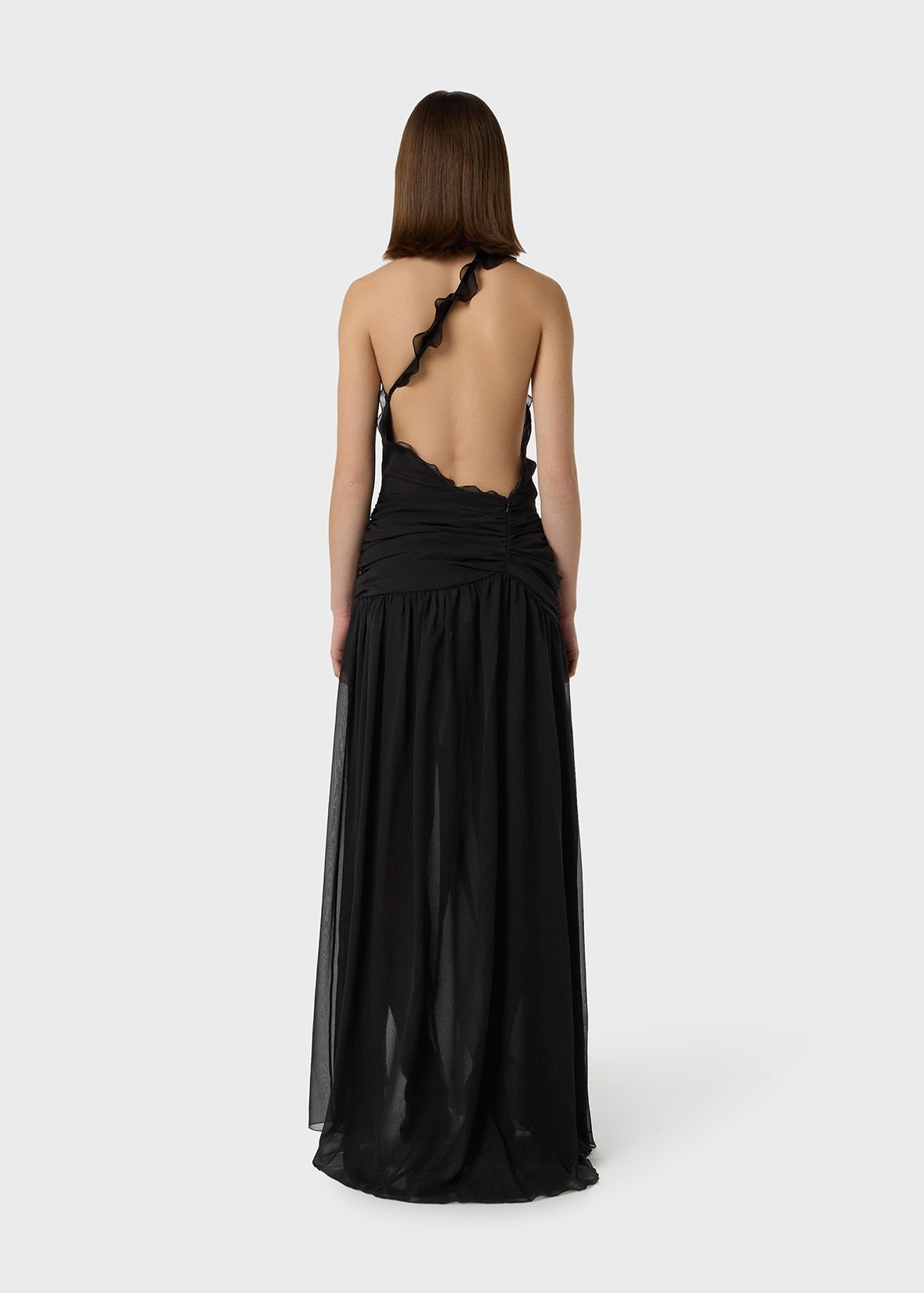 ONE-SHOULDER DRESS IN SILK GEORGETTE - 4