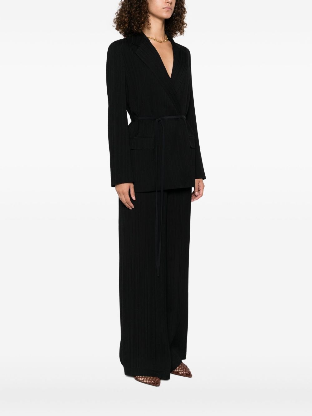 tie-waist pinstripe jacket - 3
