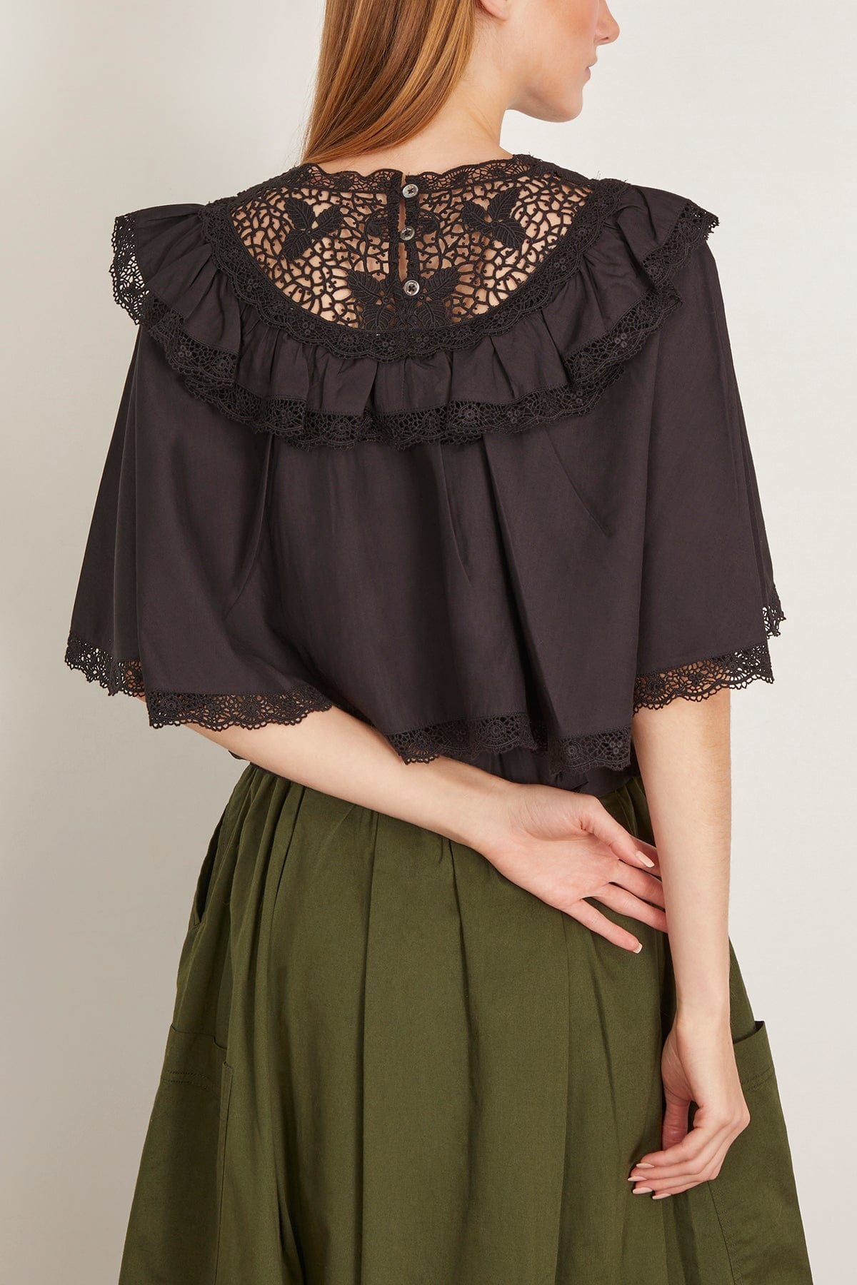 Shanna Lace Capelet Top in Black - 4