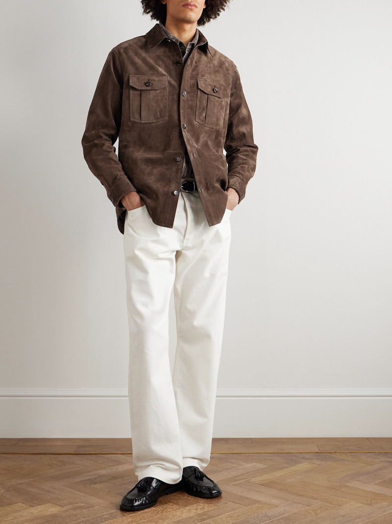 Brioni Suede Jacket Brown outlook