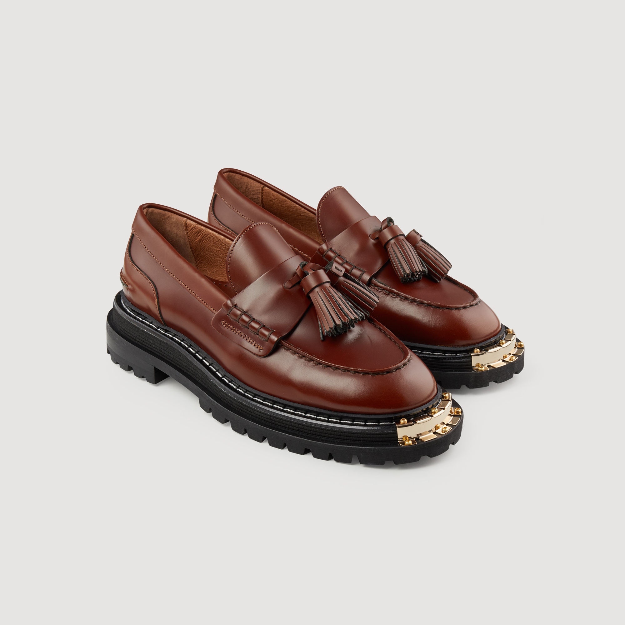 Thick-soled leather loafers - 2