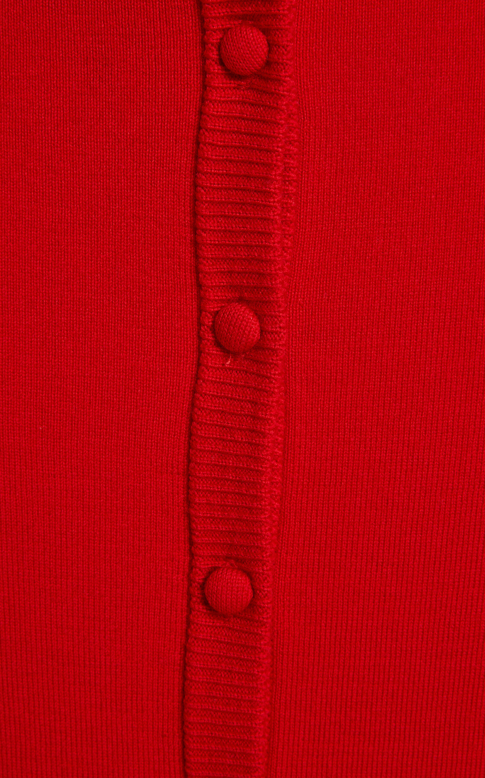 Button Front Merino Wool Blend Midi Skirt red - 4