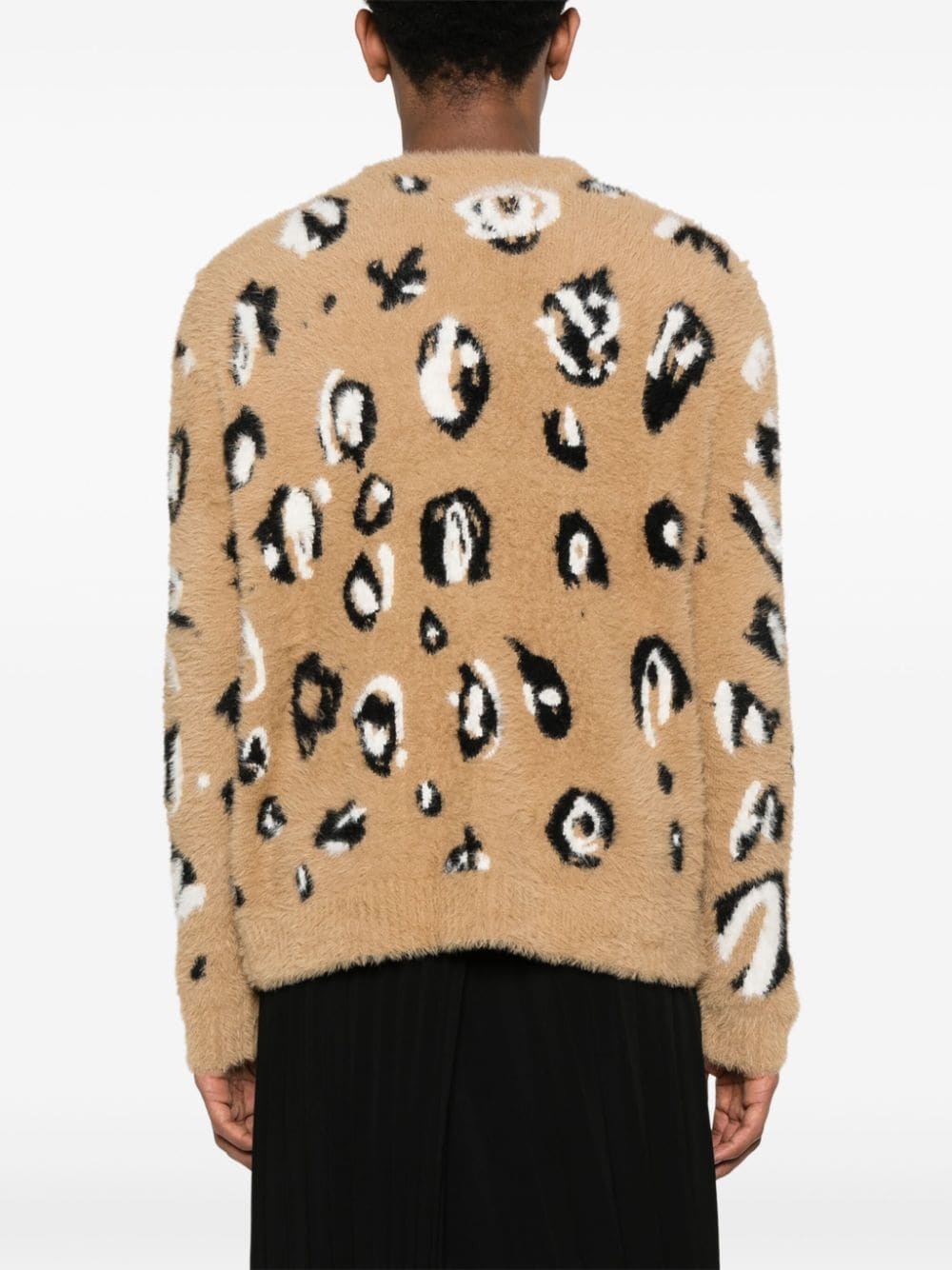 brushed-finish patch-logo cardigan - 4