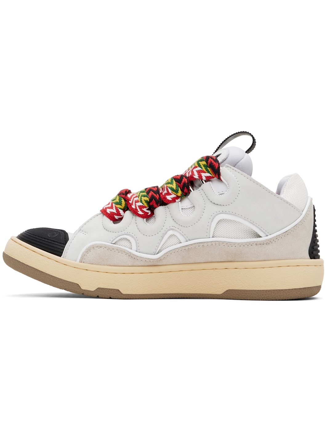 White Leather Curb Sneakers - 3