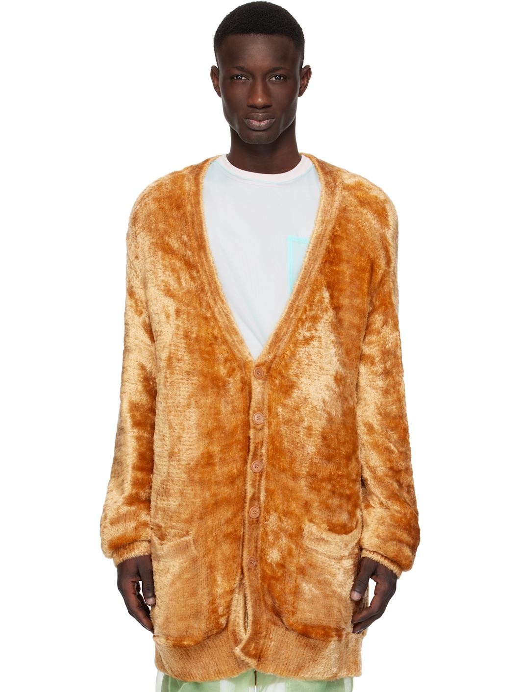 Orange Viscose Cardigan - 1