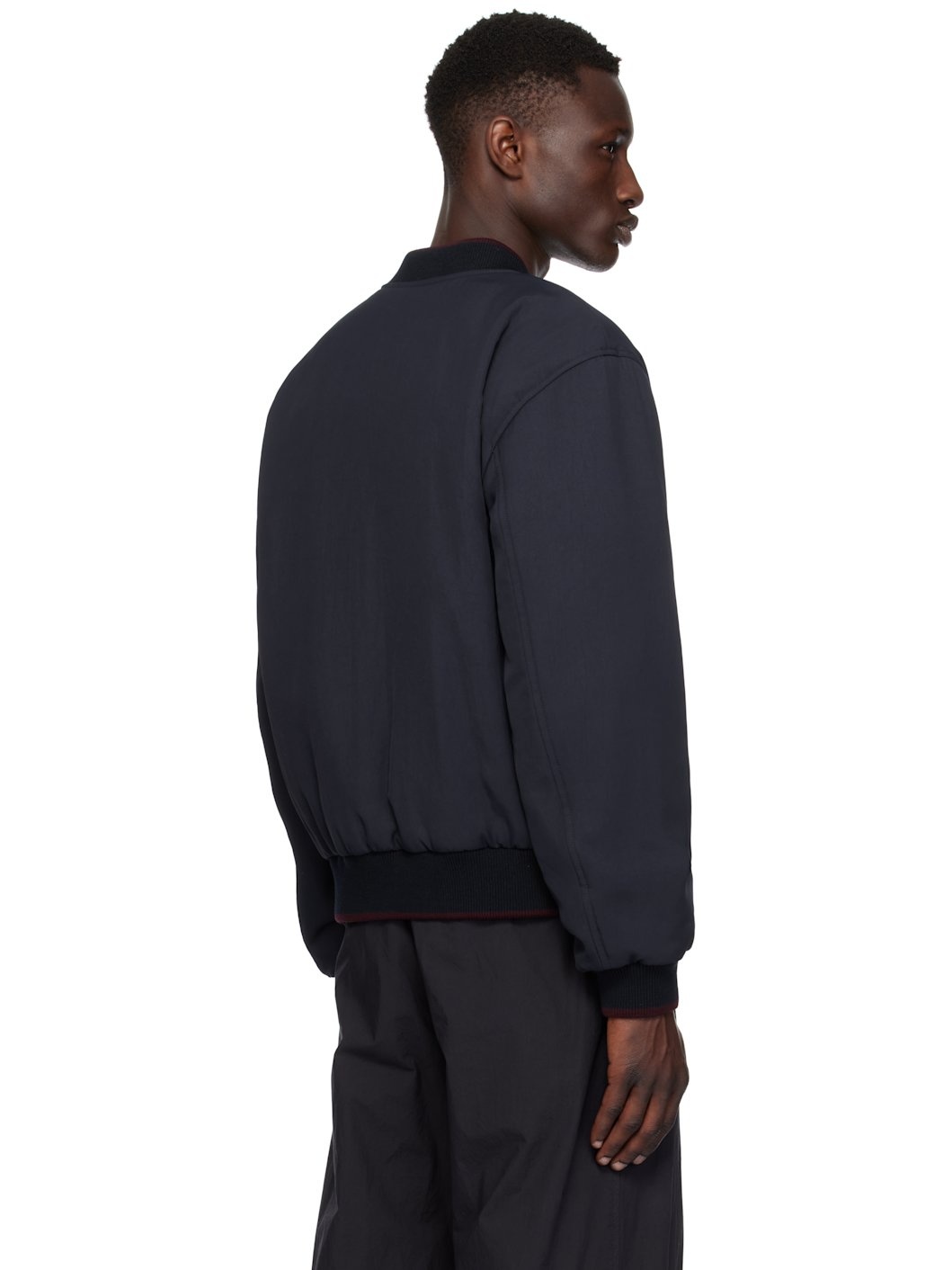 Navy Jacquard Reversible Bomber Jacket - 3