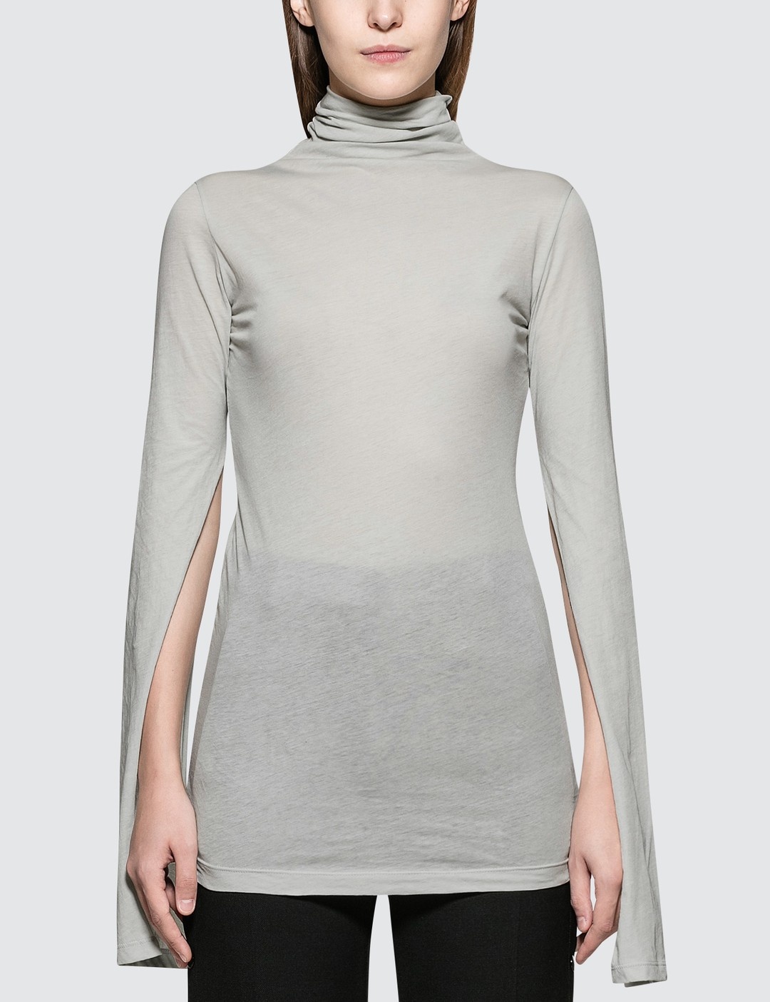 JERSEY MOCK NECK SPLIT - 1