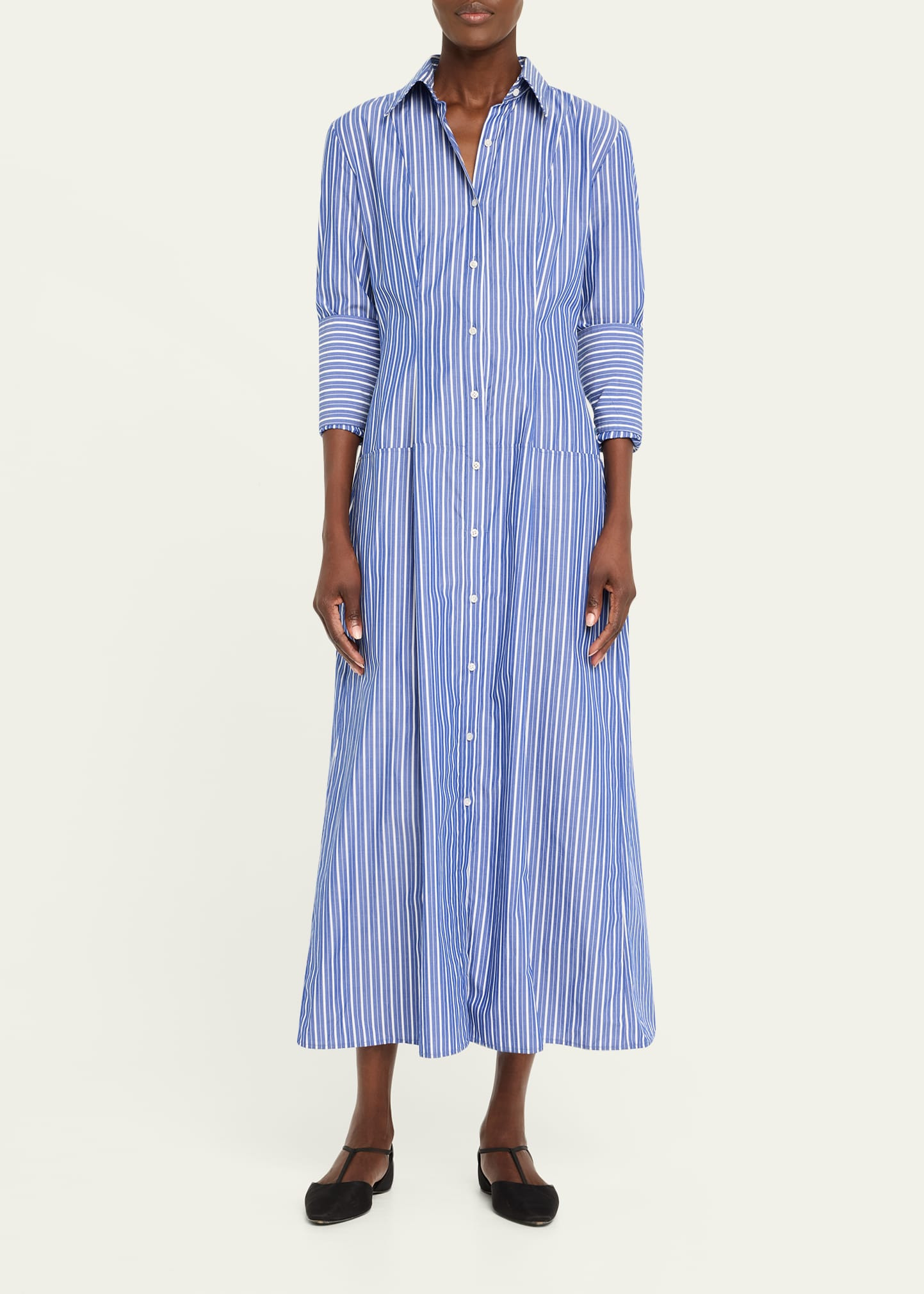 Sammy Striped Collared Midi Shirtdress - 2