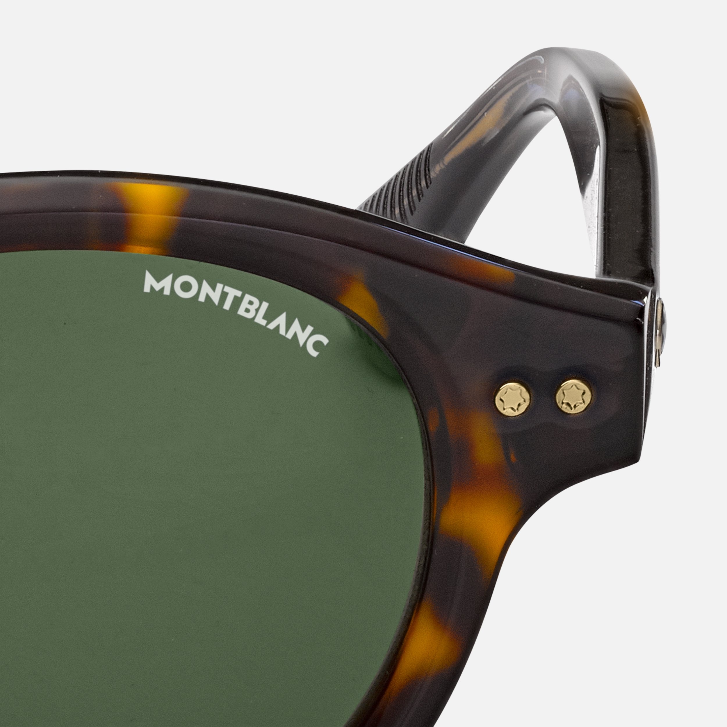 Montblanc Round Sunglasses with Havana-Colored Acetate Frame 