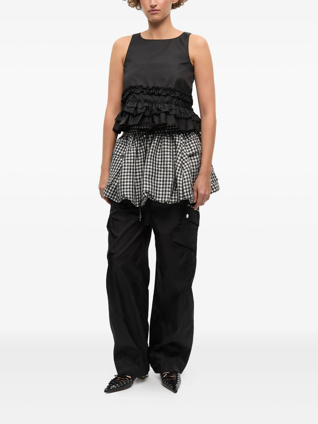 Duchesse Nylon Open Back Frill Top - 2