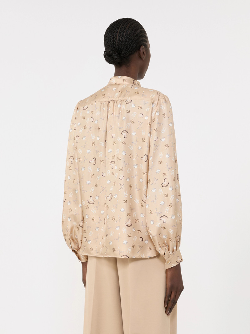 ZUCCA Printed silk pussy-bow shirt - ALBINO 4