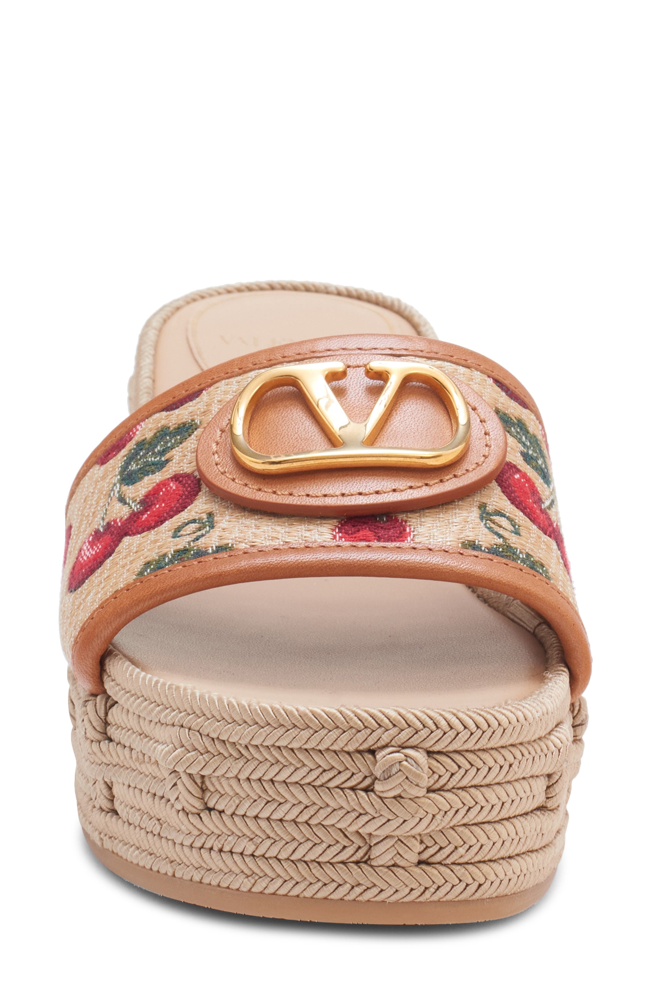 Valentino Garavani VLOGO Cherries Flatform Slide Sandal in Naturale/Rosso at Nordstrom - 4