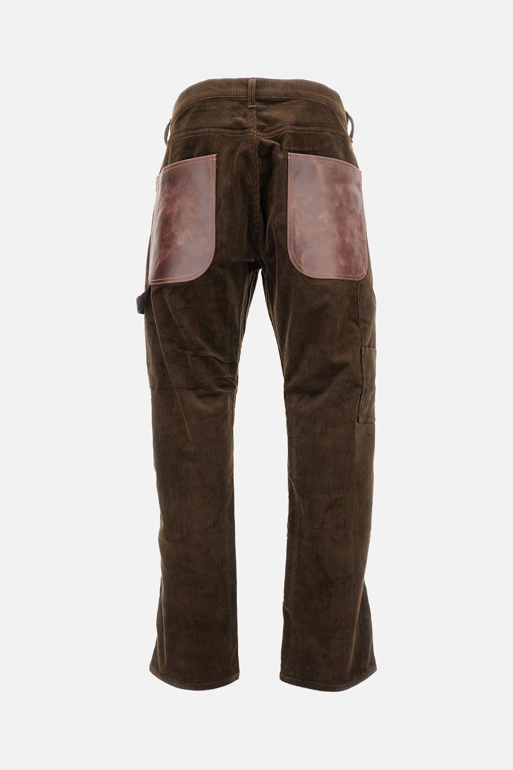 COTTON CORDUROY TROUSERS WITH LEATHER INSERTS - 3