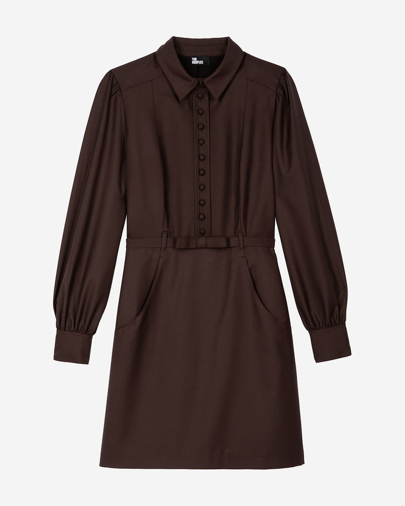 SHORT DRESS IN BROWN WOOL 1