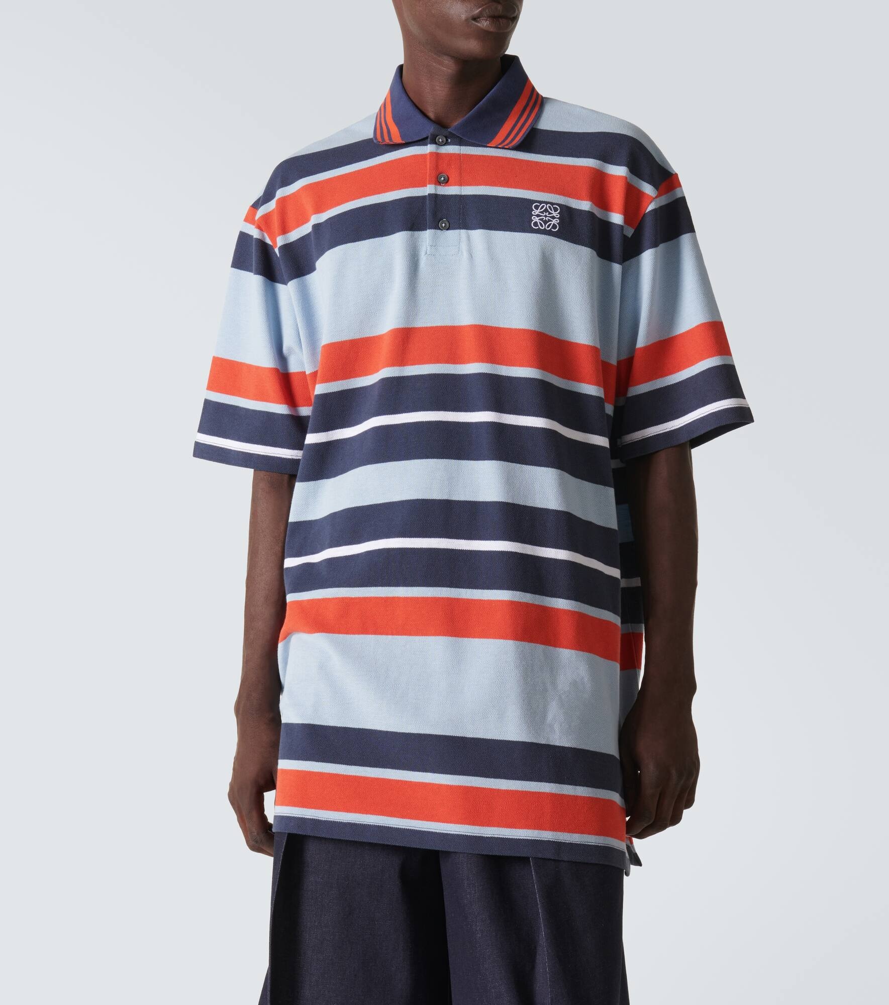Paula's Ibiza striped cotton and linen polo shirt - 3