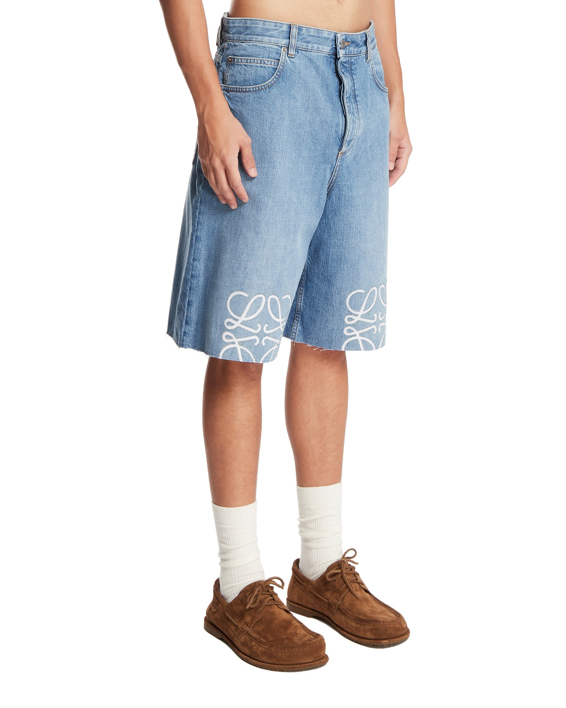 Blue Anagram Denim Bermuda Shorts - 4
