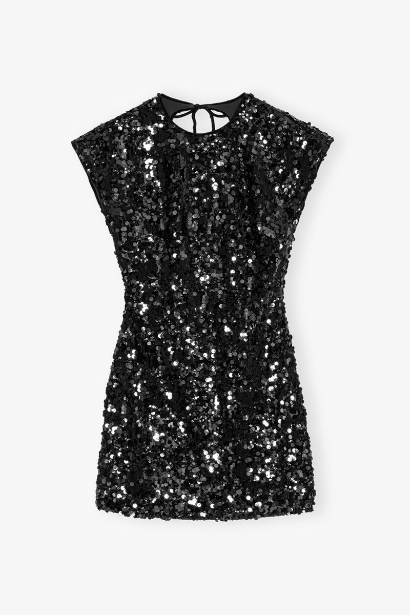 BLACK VELVET SEQUINS MINI DRESS 1