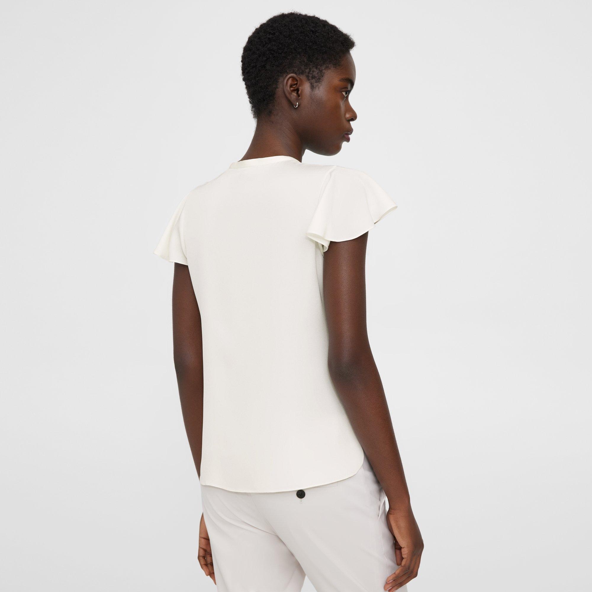 Ruffle Sleeve Top in Silk Georgette - 5