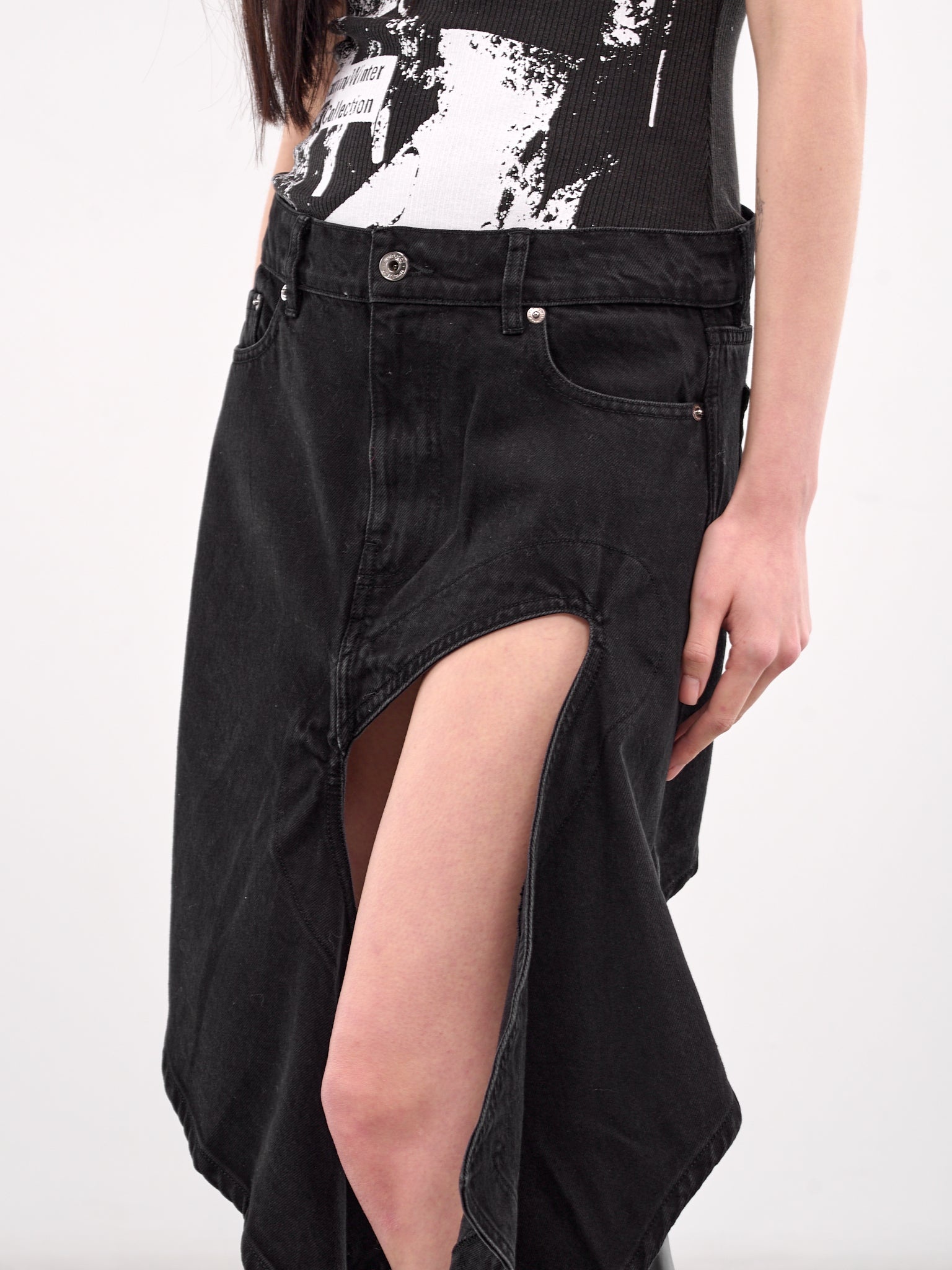 Evergreen Cut-Out Denim Mini Skirt - 5