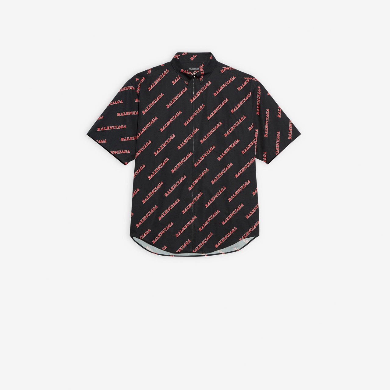 Allover Sporty Logo Zipped Short Sleeve Shirt - 1