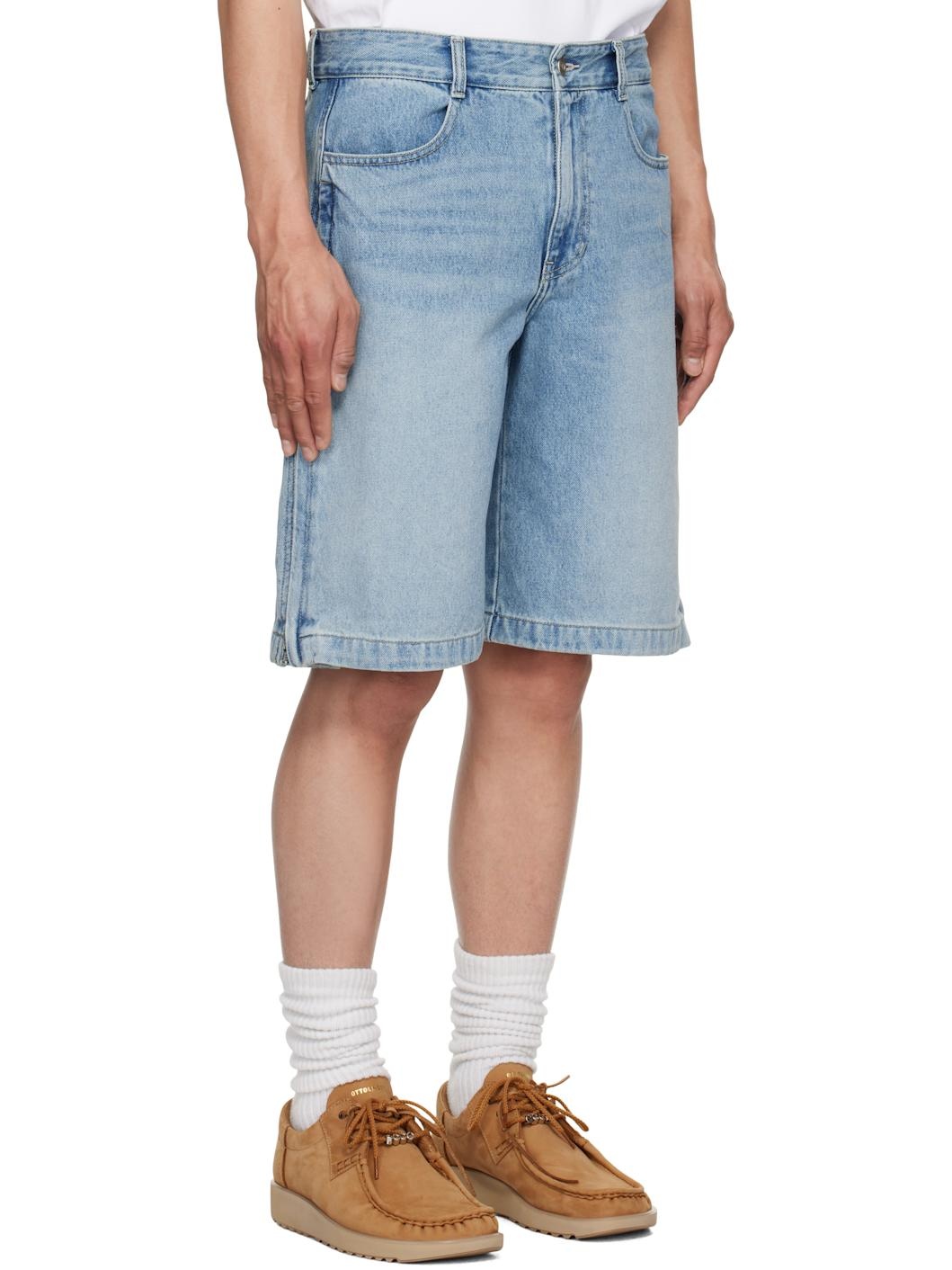 Blue Side Zipper Shorts - 2