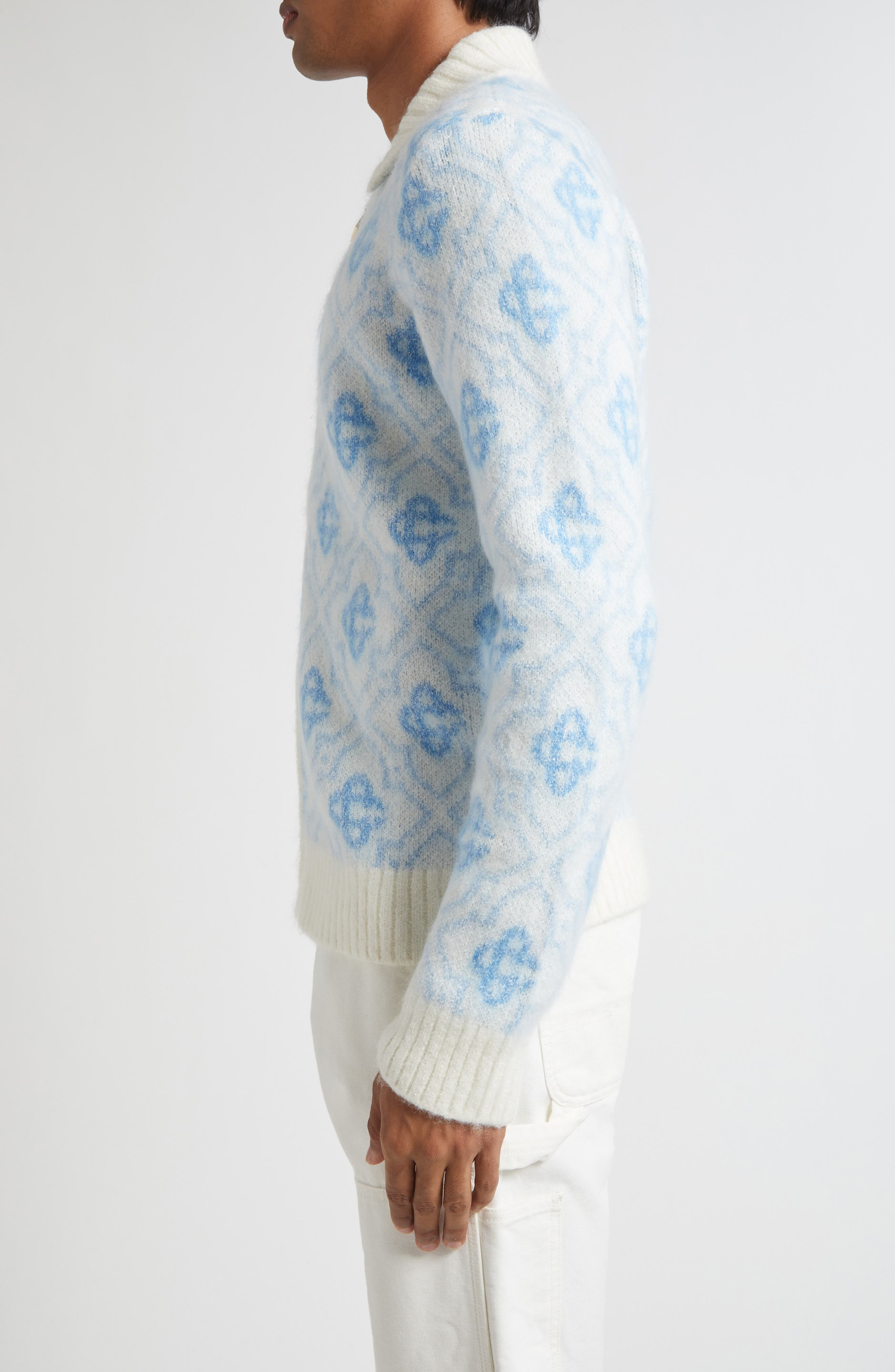 Casablanca Monogram Full Zip Cardigan at Nordstrom - 3