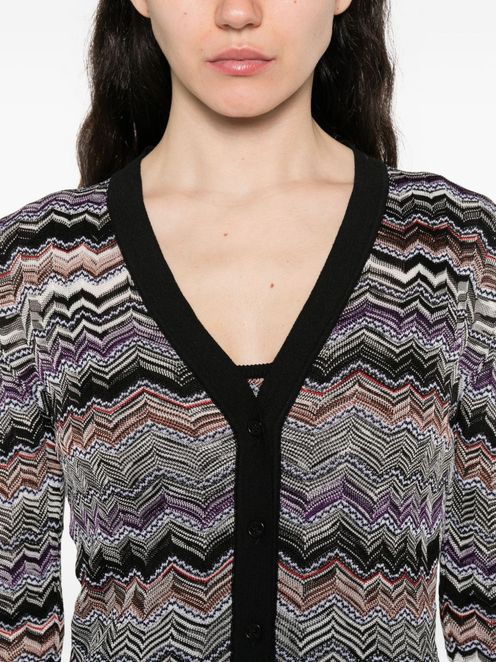 chevron-knit cardigan - 5