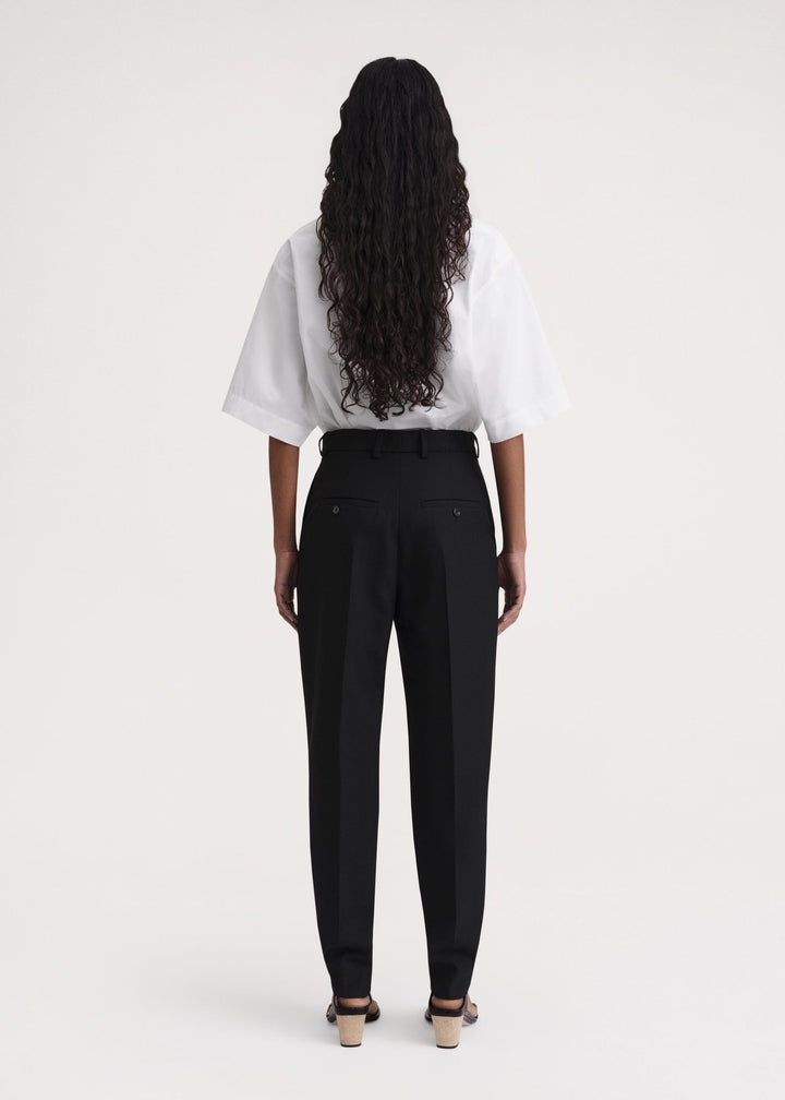 Sewn pleat wool-blend trousers black - 4