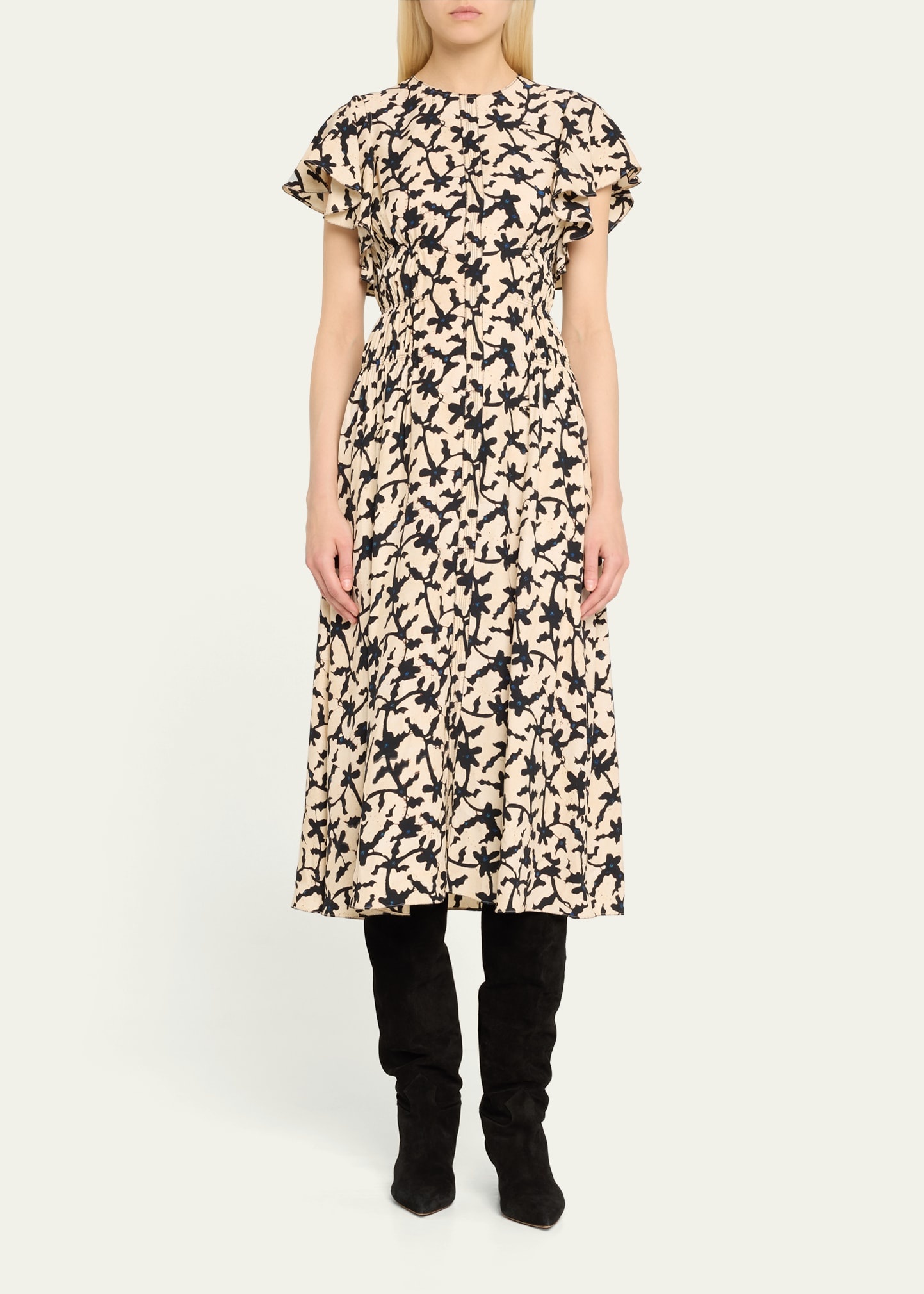 Anais Printed A-Line Midi Dress - 2