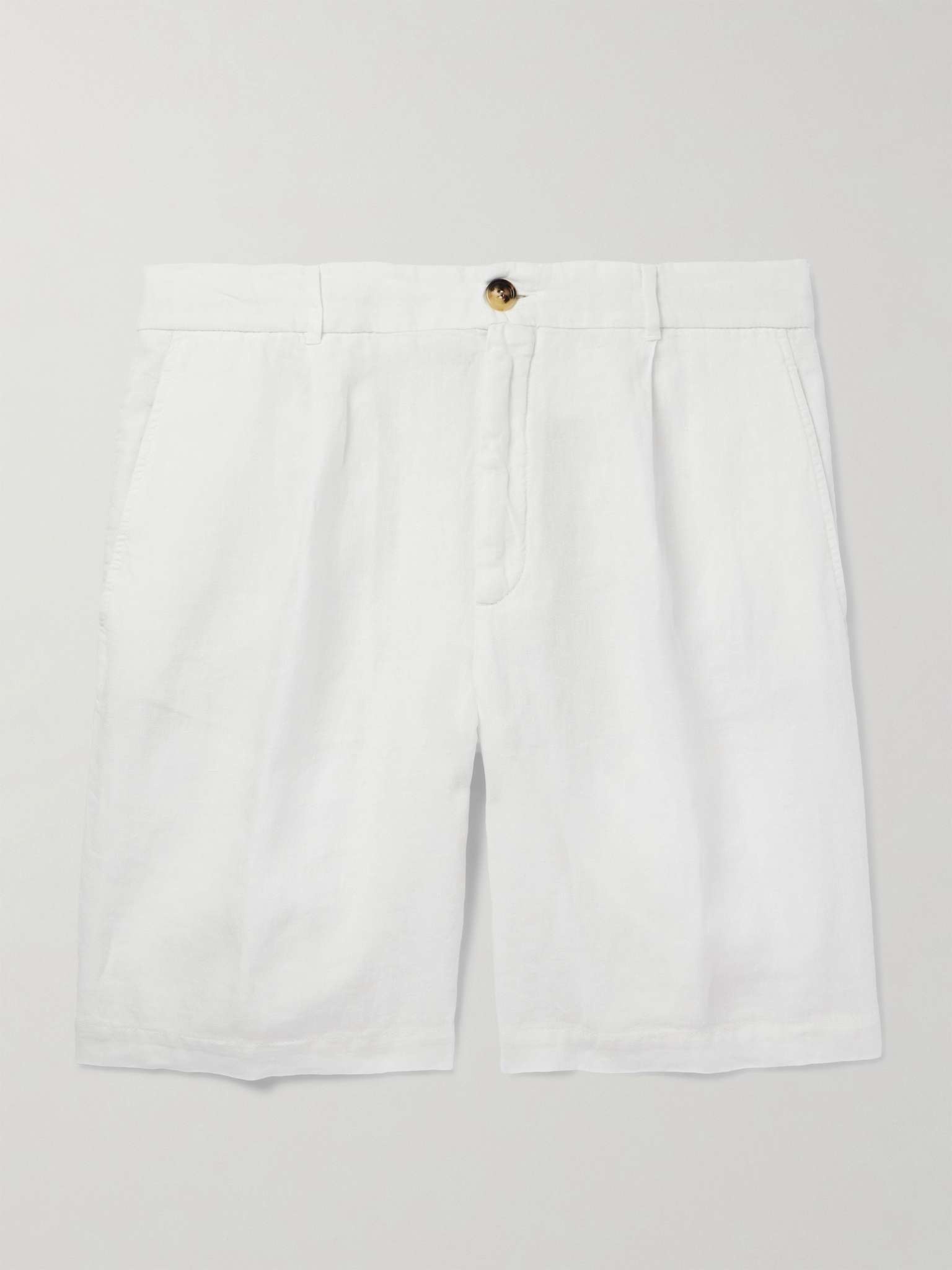 Straight-Leg Pleated Linen Bermuda Shorts - 1