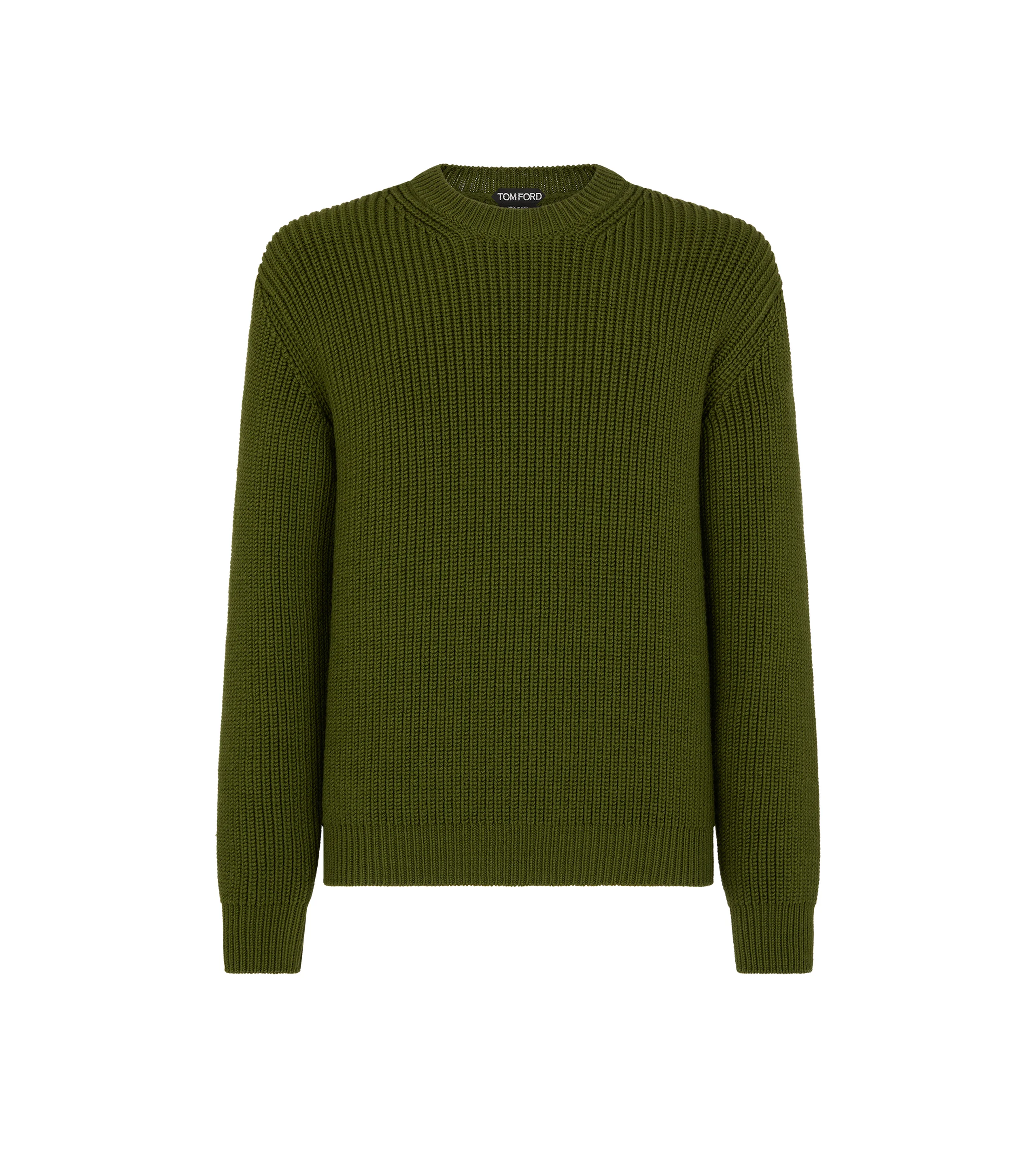 MERINO HALF CARDIGAN STITCH CREW NECK - 1