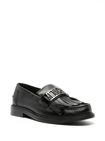 Moschino logo-plaque fringed leather loafers outlook