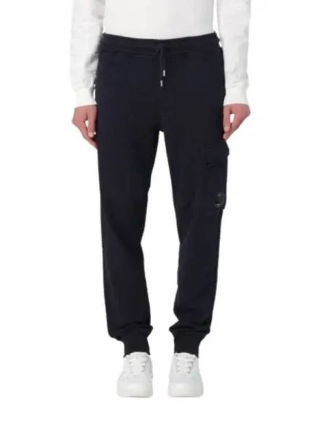 Diagonal Fleece Cargo Track Pants Navy - 1