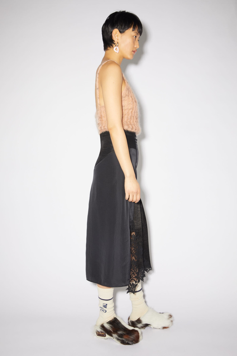 Hammered satin skirt - Black 4