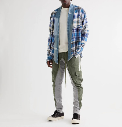 Greg Lauren Patchwork Denim-Trimmed Checked Cotton-Flannel Jacket outlook