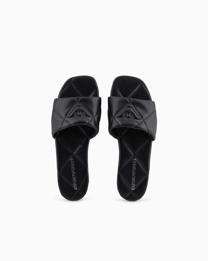 Quilted nappa-leather effect sandals with eagle 3