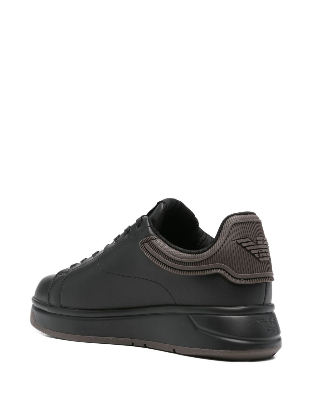 ribbed-panel leather sneakers - 3