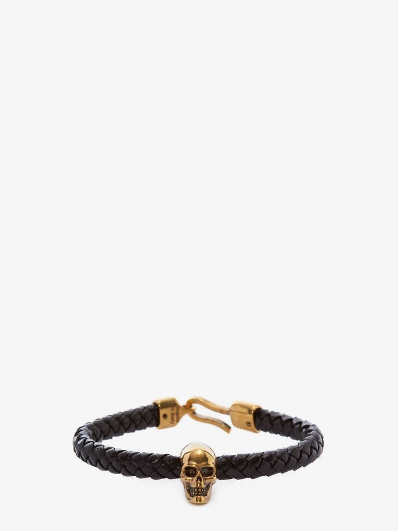 Men's Skull Leather Bracelet in Black 1