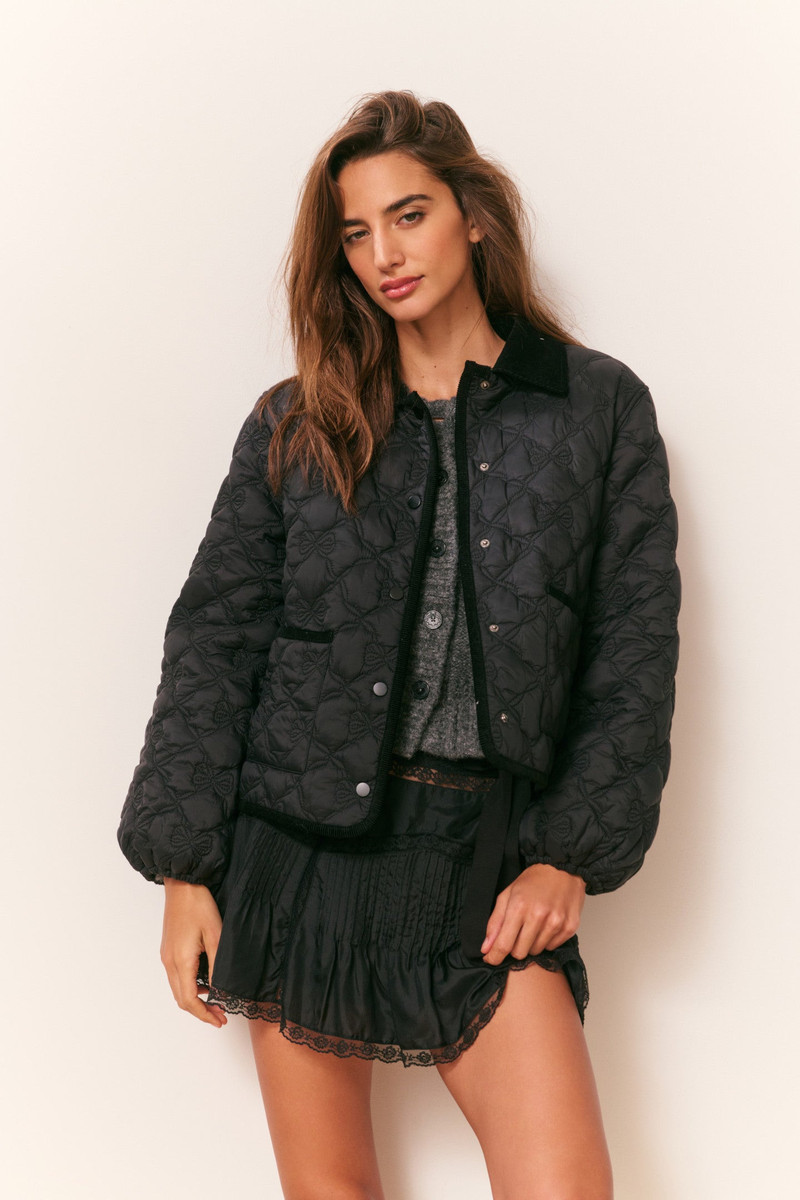 LoveShackFancy Quinlette Quilted Bow Jacket outlook