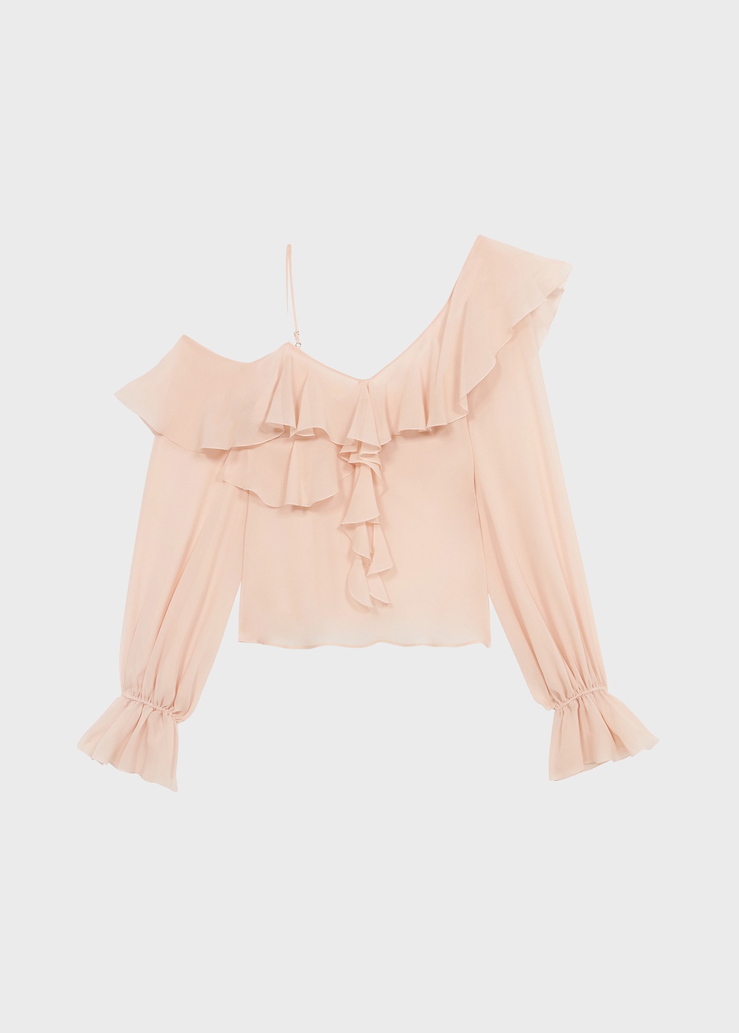 SILK GEORGETTE BLOUSE WITH RUFFLES - 1