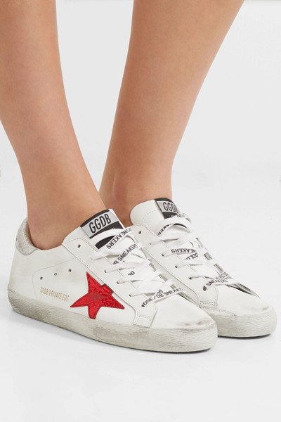 Golden Goose Superstar distressed leather sneakers outlook