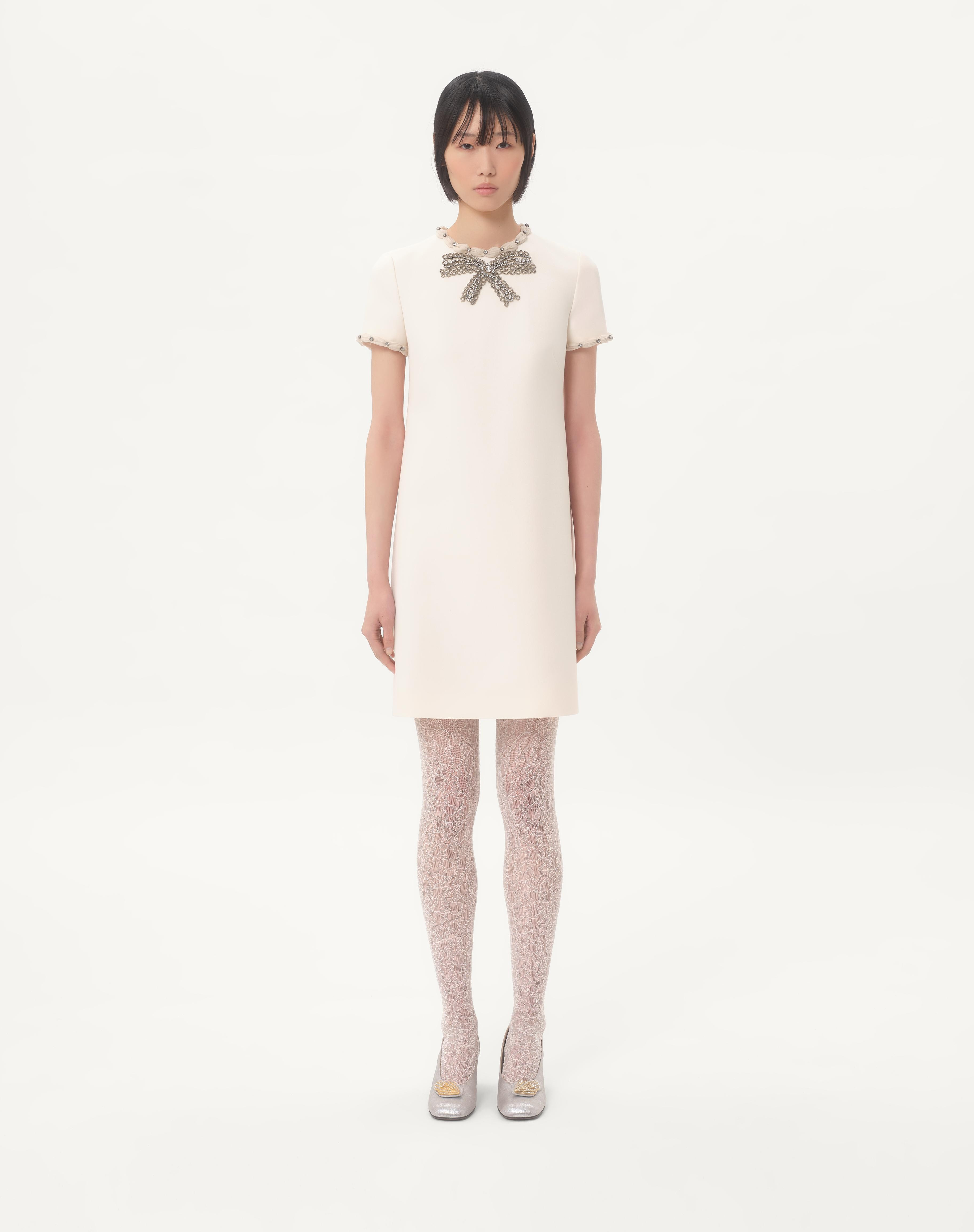 EMBROIDERED CREPE COUTURE SHORT DRESS - 5