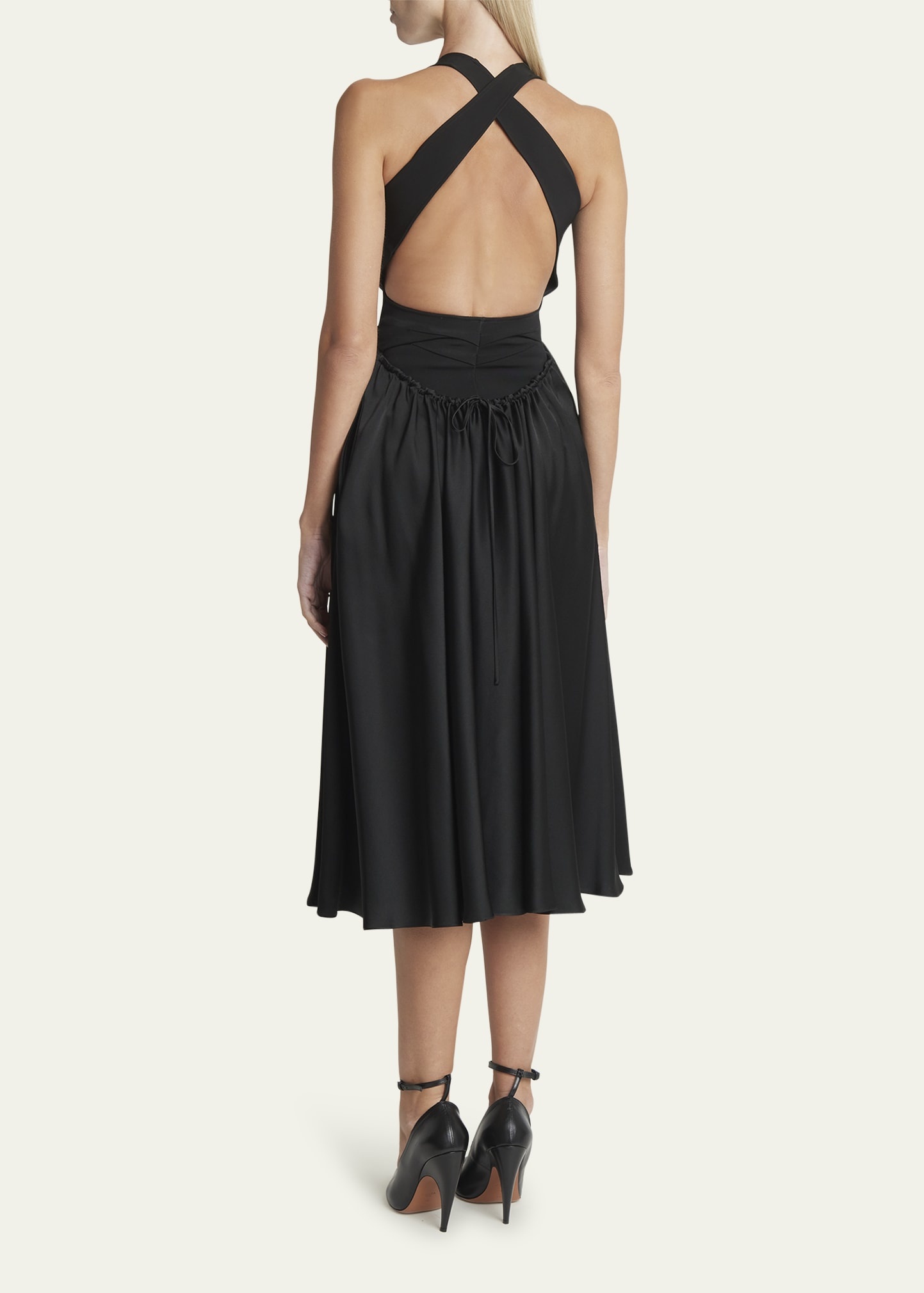 Alaïa Crossover Open-Back Sleeveless Midi Dress