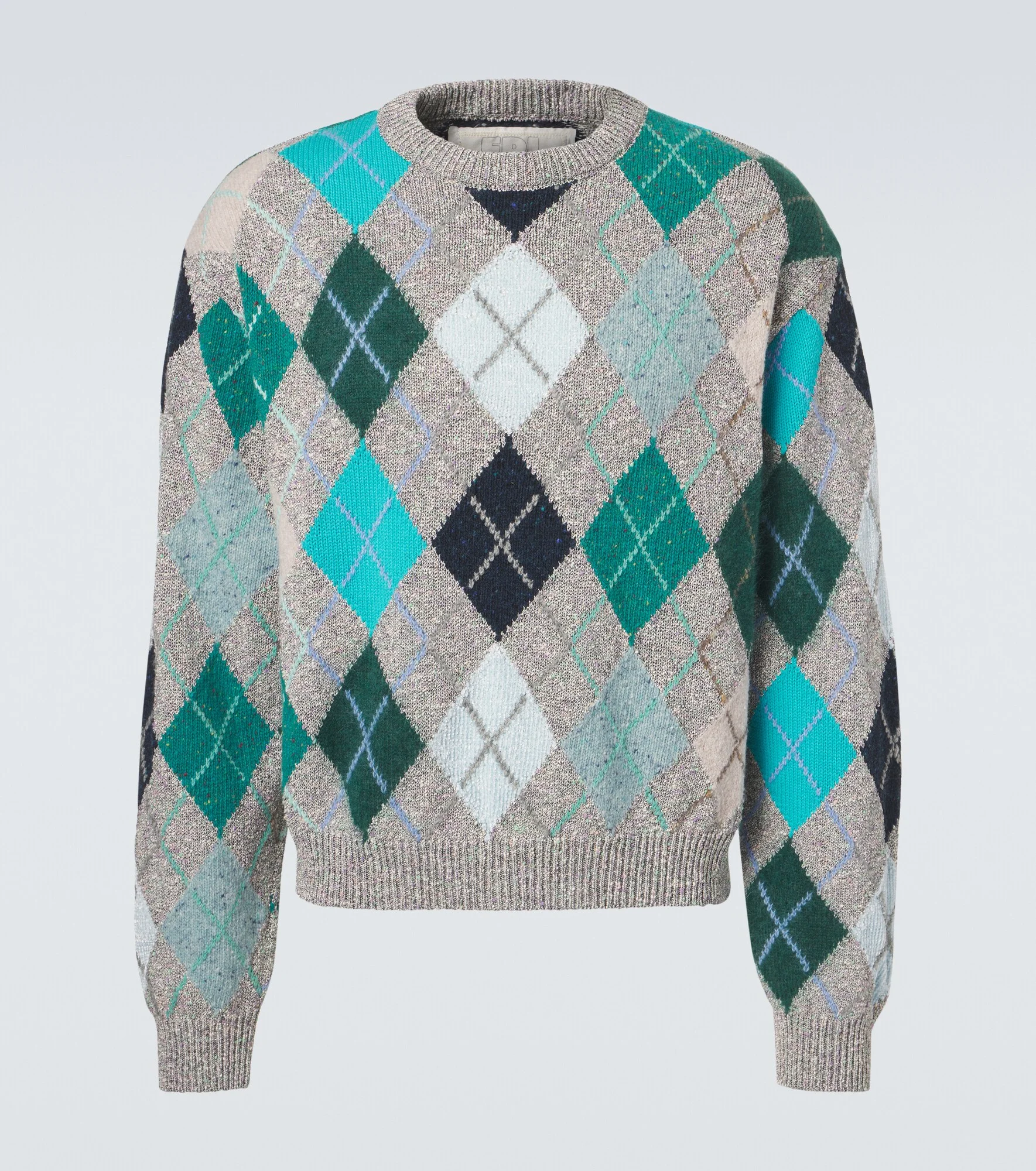 Argyle wool and cotton-blend sweater - 1